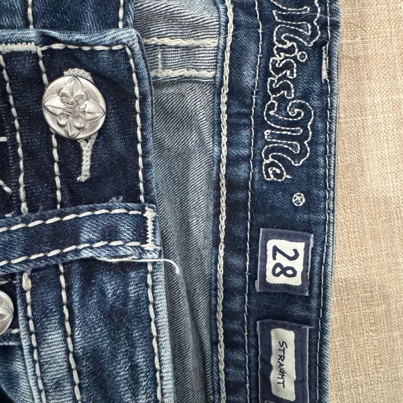 Miss Me Blue Boot Cut Jeans with Embroidered Pockets - Picture 5 of 7